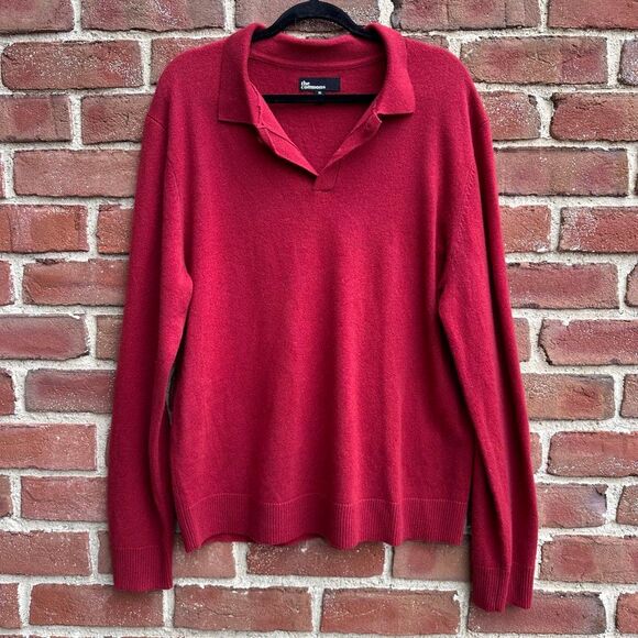 The Commons $148 100% Cashmere Polo Sweater Cabernet Red Mens XL NEW